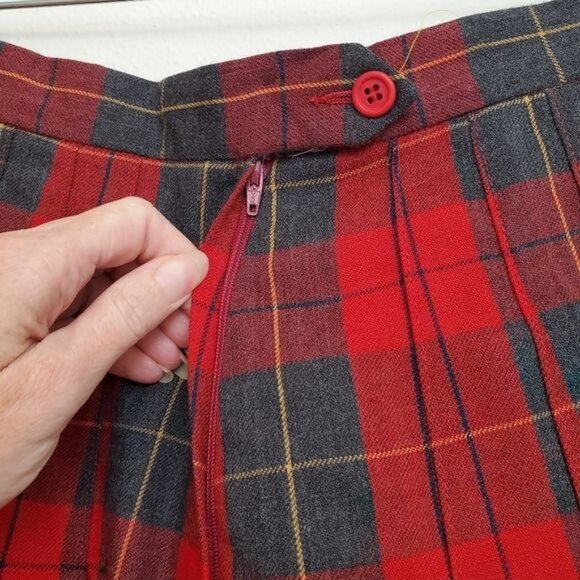Vintage McHenry's plaid wool pleated midi skirt - Picture 7 of 9